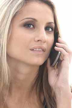 模型发布年轻的女人移动电话