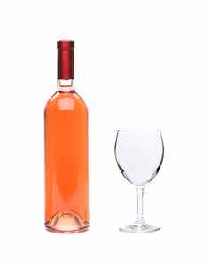 完整的粉红色的酒瓶玻璃杯状