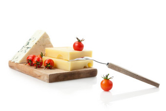 蓝色的硬奶酪装饰coctail西红柿