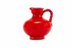 红色的陶瓷壶孤立的白色