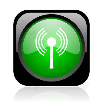 无线网络黑色的绿色广场网络光滑的图标