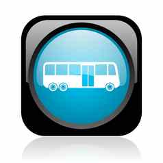 公共汽车黑色的蓝色的广场网络光滑的图标