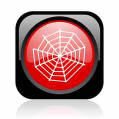 蜘蛛网络黑色的红色的广场网络光滑的图标