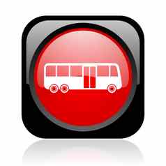 公共汽车黑色的红色的广场网络光滑的图标