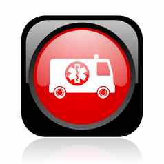 救护车黑色的红色的广场网络光滑的图标