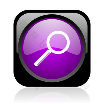 搜索黑色的紫罗兰色的广场网络光滑的图标