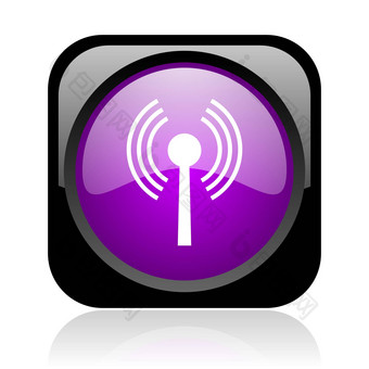 无线网络黑色的紫罗兰色的广场网络光滑的图标