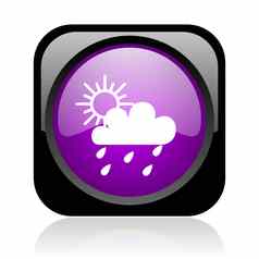 天气预测黑色的紫罗兰色的广场网络光滑的图标