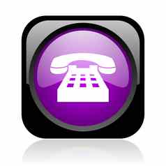 电话黑色的紫罗兰色的广场网络光滑的图标