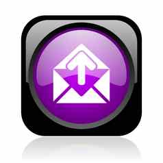 邮件黑色的紫罗兰色的广场网络光滑的图标