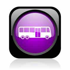 公共汽车黑色的紫罗兰色的广场网络光滑的图标