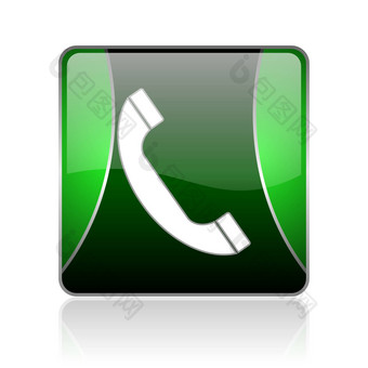 电话黑色的绿色广场网络光滑的图标