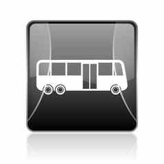 公共汽车黑色的广场网络光滑的图标