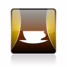咖啡杯金广场网络光滑的图标