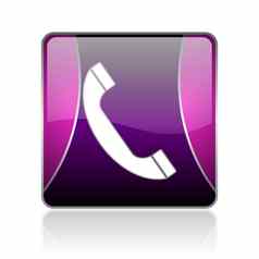 电话紫罗兰色的广场网络光滑的图标