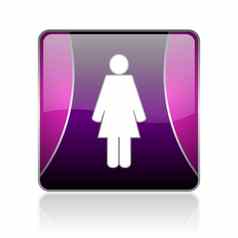 女人紫罗兰色的广场网络光滑的图标