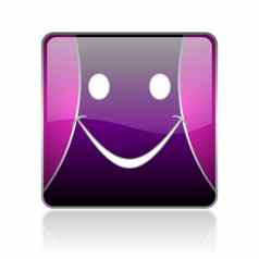 微笑紫罗兰色的广场网络光滑的图标