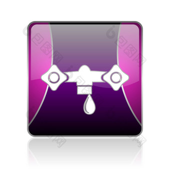 水紫罗兰色的广场网络光滑的图标