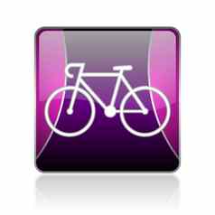 自行车紫罗兰色的广场网络光滑的图标
