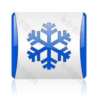 雪花蓝色的广场网络光滑的图标