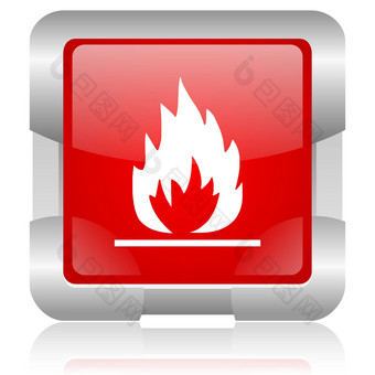 火焰红色的广场网络光滑的图标