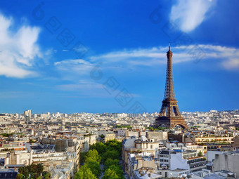 屋顶视图埃菲尔铁塔塔巴黎法国