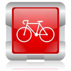 自行车红色的广场网络光滑的图标