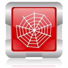 蜘蛛网络红色的广场网络光滑的图标