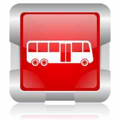 公共汽车红色的广场网络光滑的图标