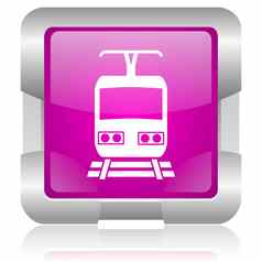 火车粉红色的广场网络光滑的图标