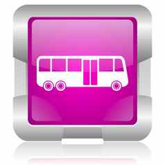 公共汽车粉红色的广场网络光滑的图标