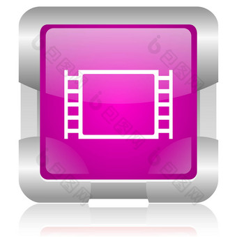 电影粉红色的广场网络光滑的图标