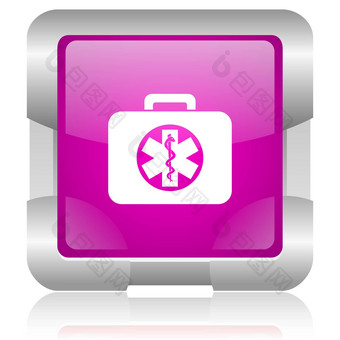 <strong>救援</strong>工具包粉红色的广场网络光滑的图标