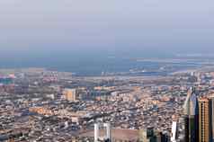 视图港口拉希德波斯海湾注意迪拜塔哈利法塔曼联阿拉伯阿联酋航空公司