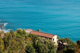 美丽的海岸西西里视图陶尔米纳著名的旅游度假胜地奢侈品小镇西西里海岸线西西里意大利