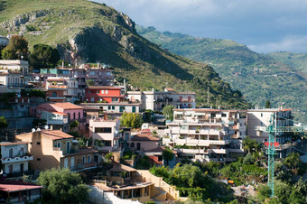 美丽的海岸西西里视图陶尔米纳著名的<strong>旅游度假</strong>胜地奢侈品小镇西西里海岸线西西里意大利