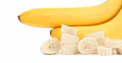 成熟的香蕉一块孤立的白色