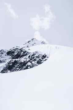 下了雪山峰会岩石喜马拉雅山脉