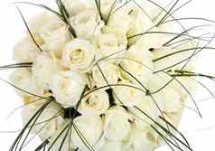 巨大的花束白色玫瑰孤立的图像白色背景