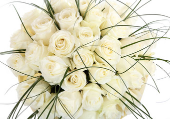 巨大的花束白色<strong>玫瑰</strong>孤立的图像白色背景
