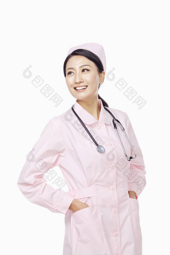 肖像年轻的护士工作室拍摄中国