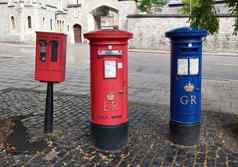 红色的英国邮件盒子城市街