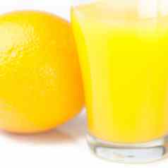 橙色玻璃橙色汁孤立的白色