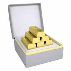 黄金砖开放礼物盒子
