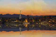 西雅图城市天际线日出