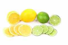 色彩斑斓的新鲜的石灰柠檬水果