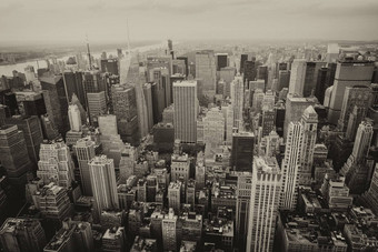 纽约空中视图布赖恩特公园中城摩天大楼