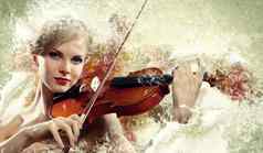 华丽的女人玩小提琴