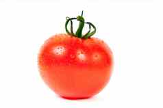 新鲜的红色的番茄水滴孤立的白色背景