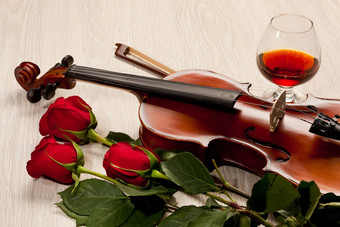 红色的玫瑰小提琴